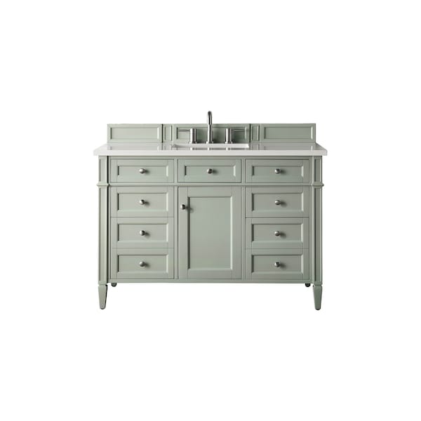 James Martin Vanities Brittany 48in Single Vanity, Sage Green w/ 3 CM White Zeus Quartz Top 650-V48-SGR-3WZ - main